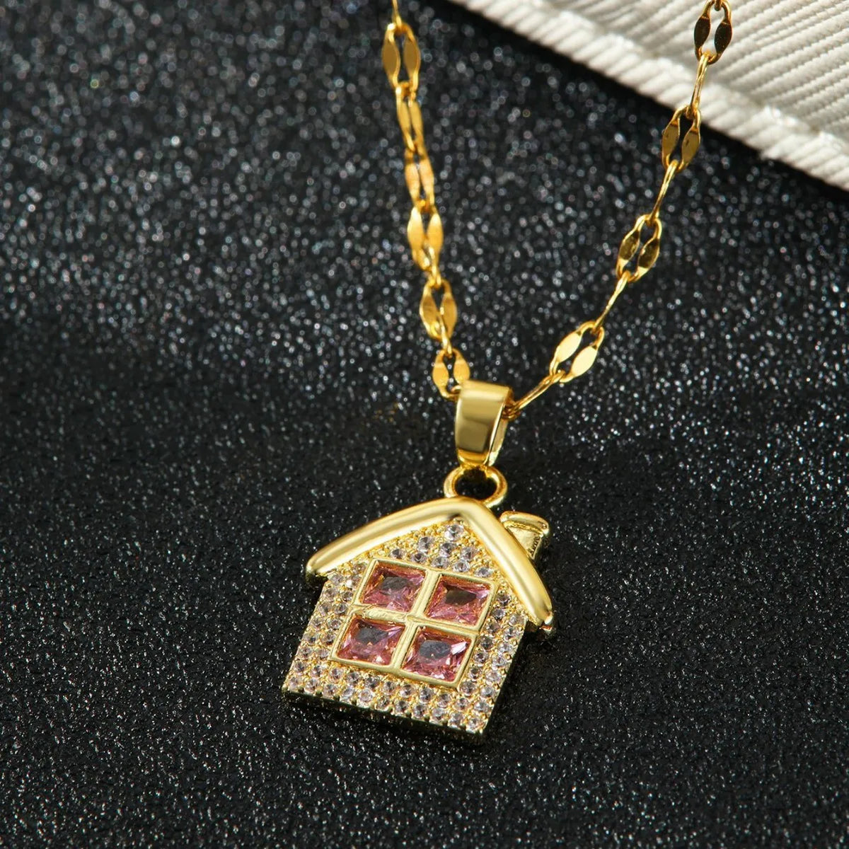 Women's Gold Copper Pendant Necklace | Zircon & Steel Chain Pendant Necklace Nixie