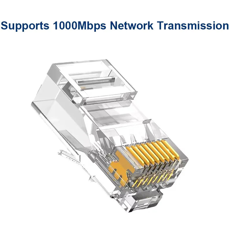 50/100pcs RJ45 Gold-Plated Connectors Cat5 Cat6 Cat6e 1000Mbps Network Connector Plug Nixie