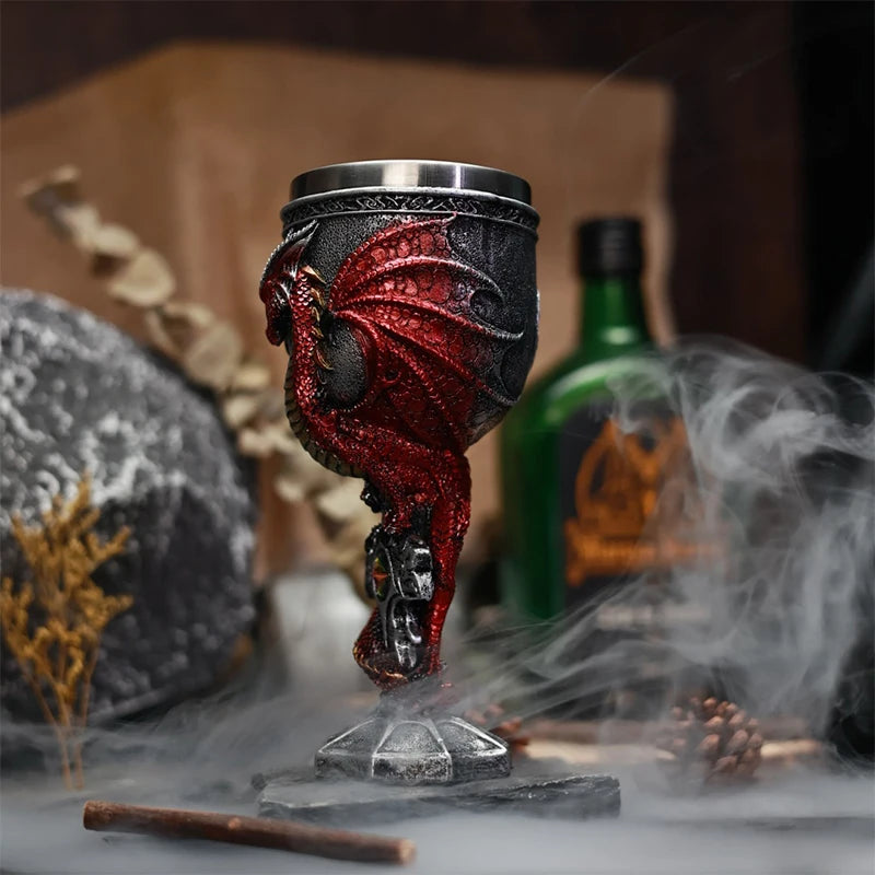 Medieval Dragon Goblet Resin & Stainless Steel Chalice Cup Medieval Dragon Goblet Nixie