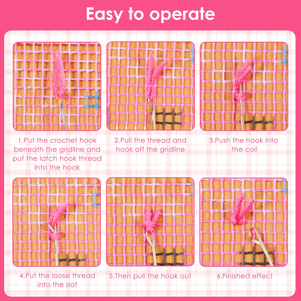 17" DIY Latch Hook Pillow Kit – Yarn Crochet Cushion Cover Craft Latch Hook Craft Kit Nixie