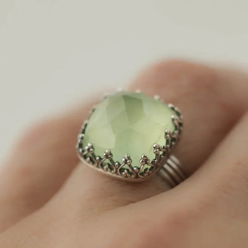 Women's Silver Zircon Peridot Moonstone Wedding Band Ring Sz 6-10 Fashion Band Ring Nixie