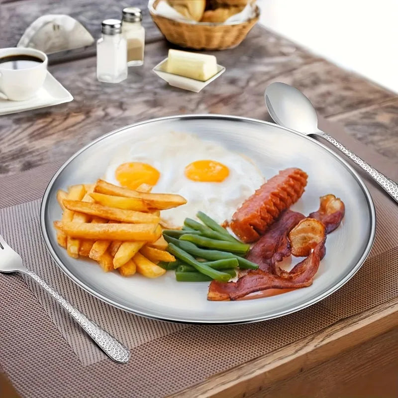 10-Piece Stainless Steel Plates Set – Dishwasher Safe & Non-Toxic Stainless Steel Plates Nixie