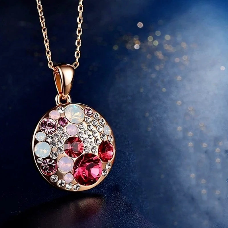 Ocean Bubble Crystal Heart Pendant Necklace | Women's Gift Crystal Pendant Necklace Nixie