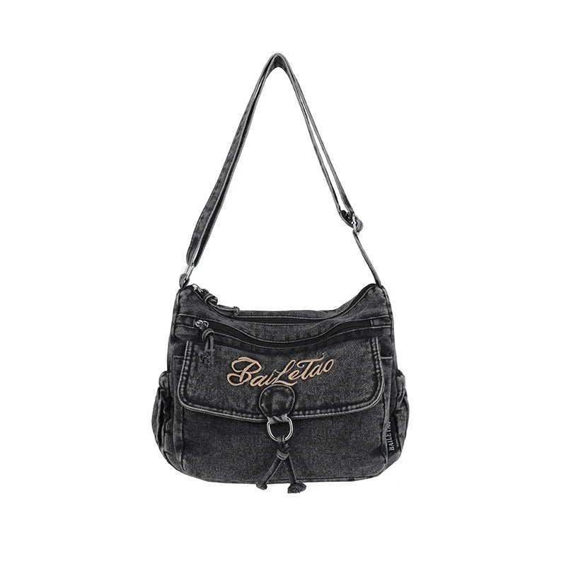 Vintage Embroidered Denim Crossbody Bag – Women's Sling Bag Denim Crossbody Bag Nixie
