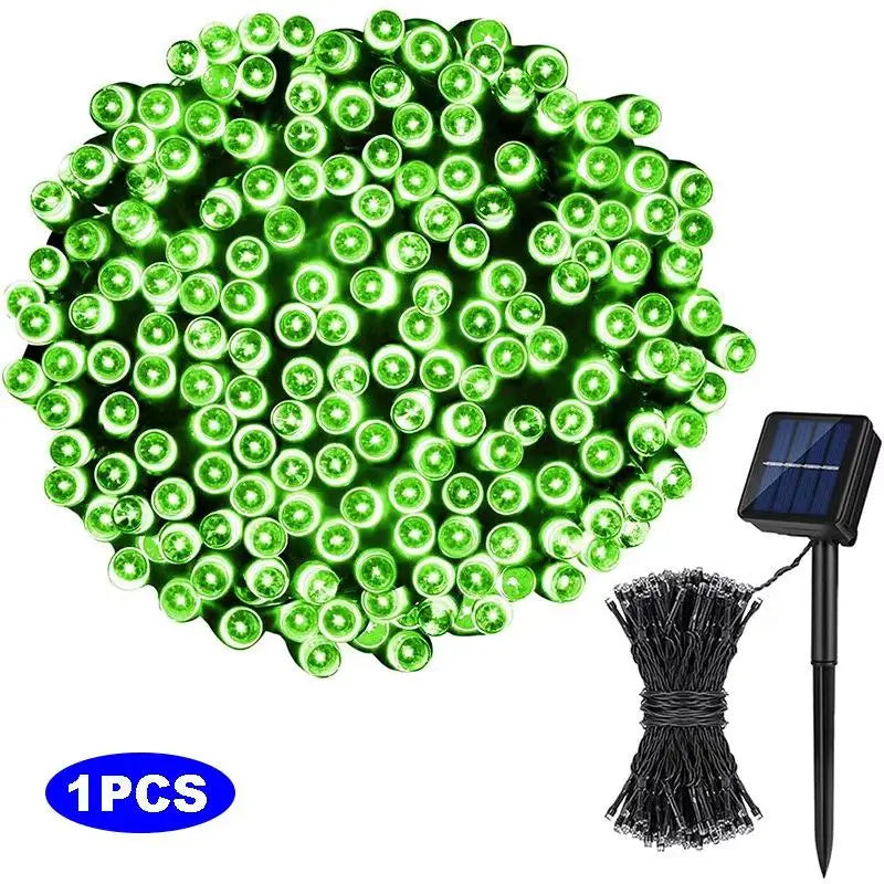 12M 100 LED Solar String Lights Outdoor Waterproof Fairy Lights Solar String Lights Nixie Green