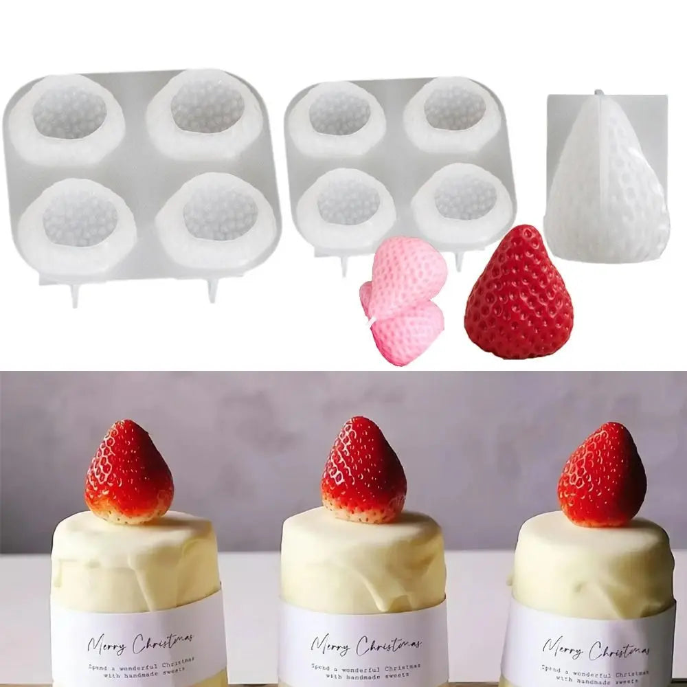 Silicone 3D Strawberry Mold – Candle Resin & Gypsum Casting