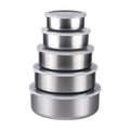 5-Piece Stainless Steel Salad Bowl Set with Leak-Proof Lids Food Storage Bowl Set Nixie Silver
