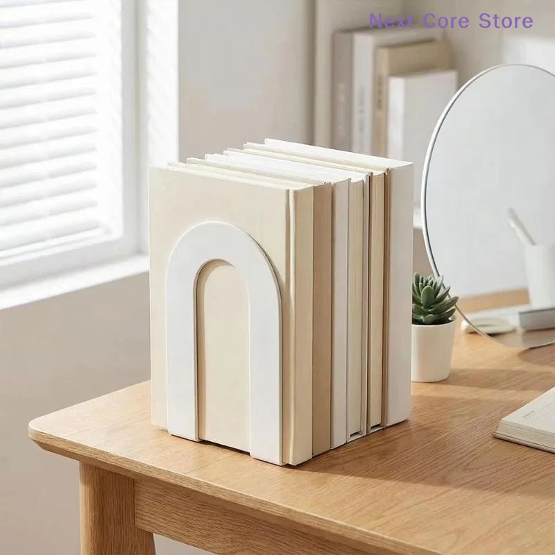 2Pcs L-Shaped Iron Bookends – Non-Slip Desk Book Holder Set Iron Bookends Nixie