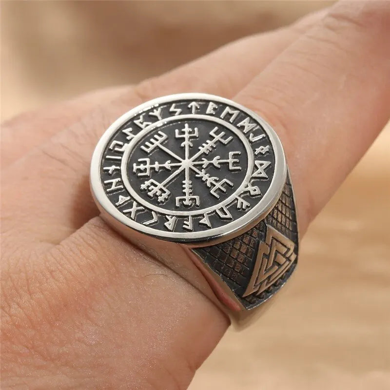 Vintage Zinc Alloy Ring – Snowflake, Rune & Compass Patterns Fashion Ring Nixie