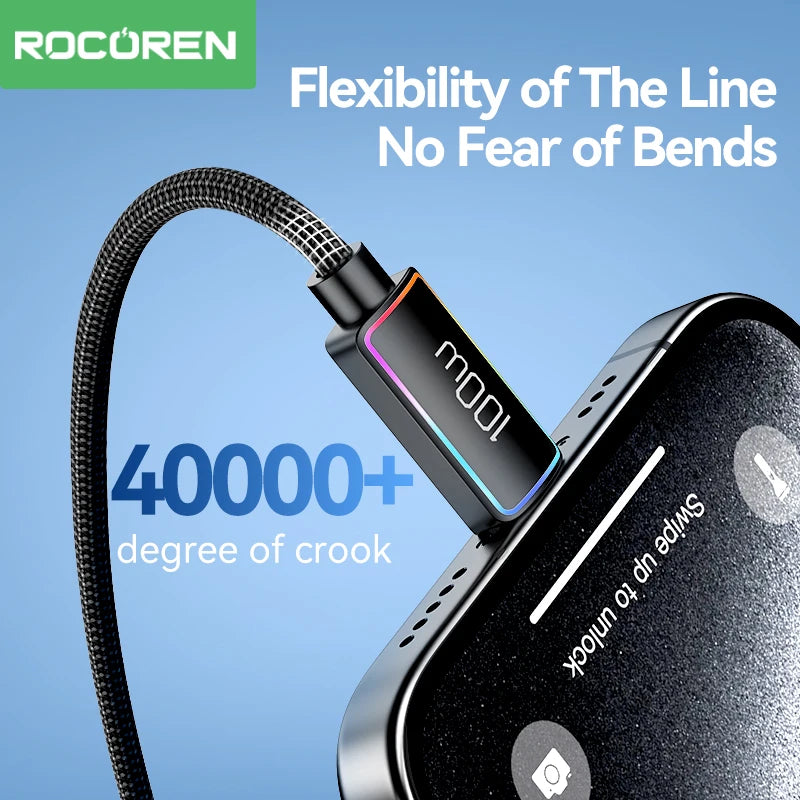 Rocoren 100W USB-C Cable 5A PD 3.1 Fast Charging – Samsung, Mac USB-C Charging Cable Nixie