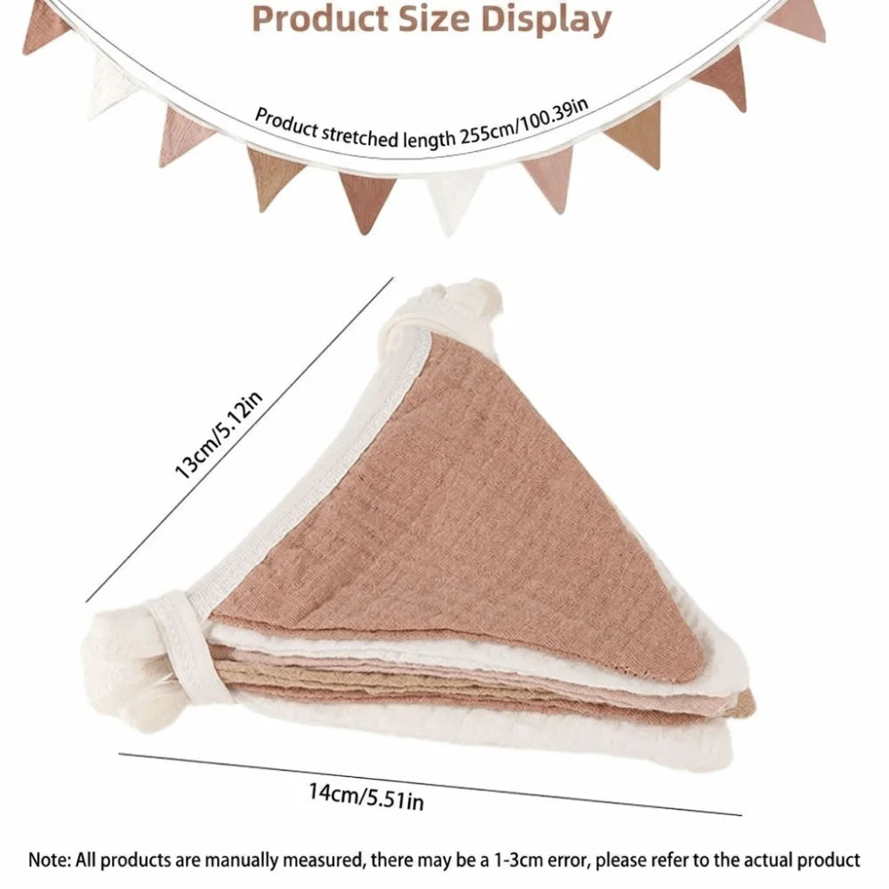 Boho Cotton Bunting Banner – Triangle Party Flag Decoration Party Bunting Banner Nixie
