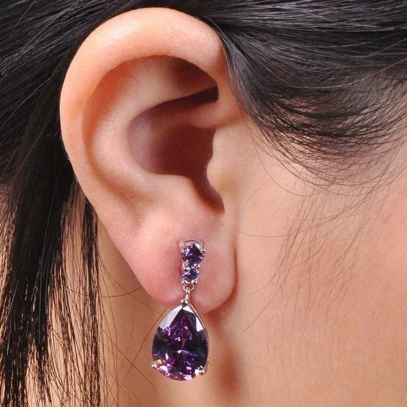 10 Pairs Multicolor CZ Teardrop Dangle Earrings for Women Dangle Earring Set Nixie