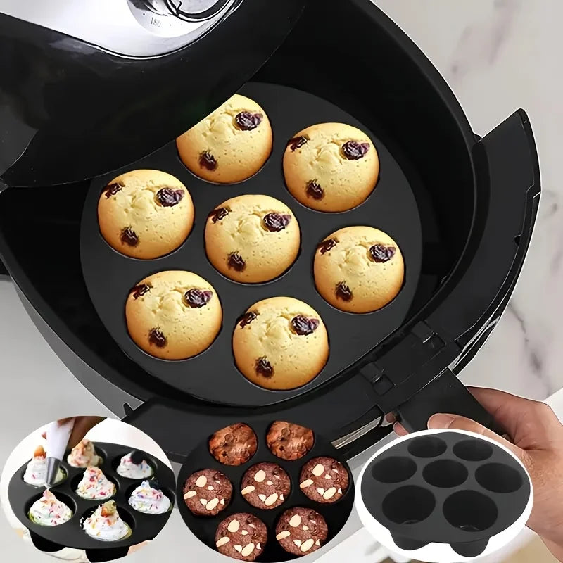 7-Hole Silicone Baking Mold – Air Fryer & Microwave Safe Silicone Baking Mold Nixie