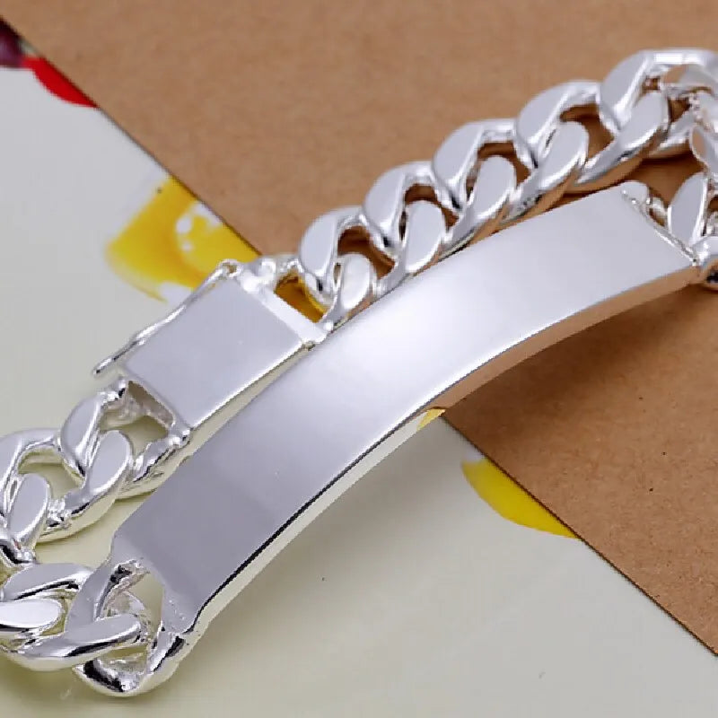 Silver-Plated Wide Chain Bracelet – Unisex Fashion Jewelry Fashion Bracelet Nixie