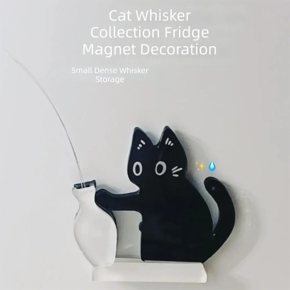 Acrylic Magnetic Black Cat Vase Ornament | Fridge & Desk Décor Cat Décor Ornament Nixie