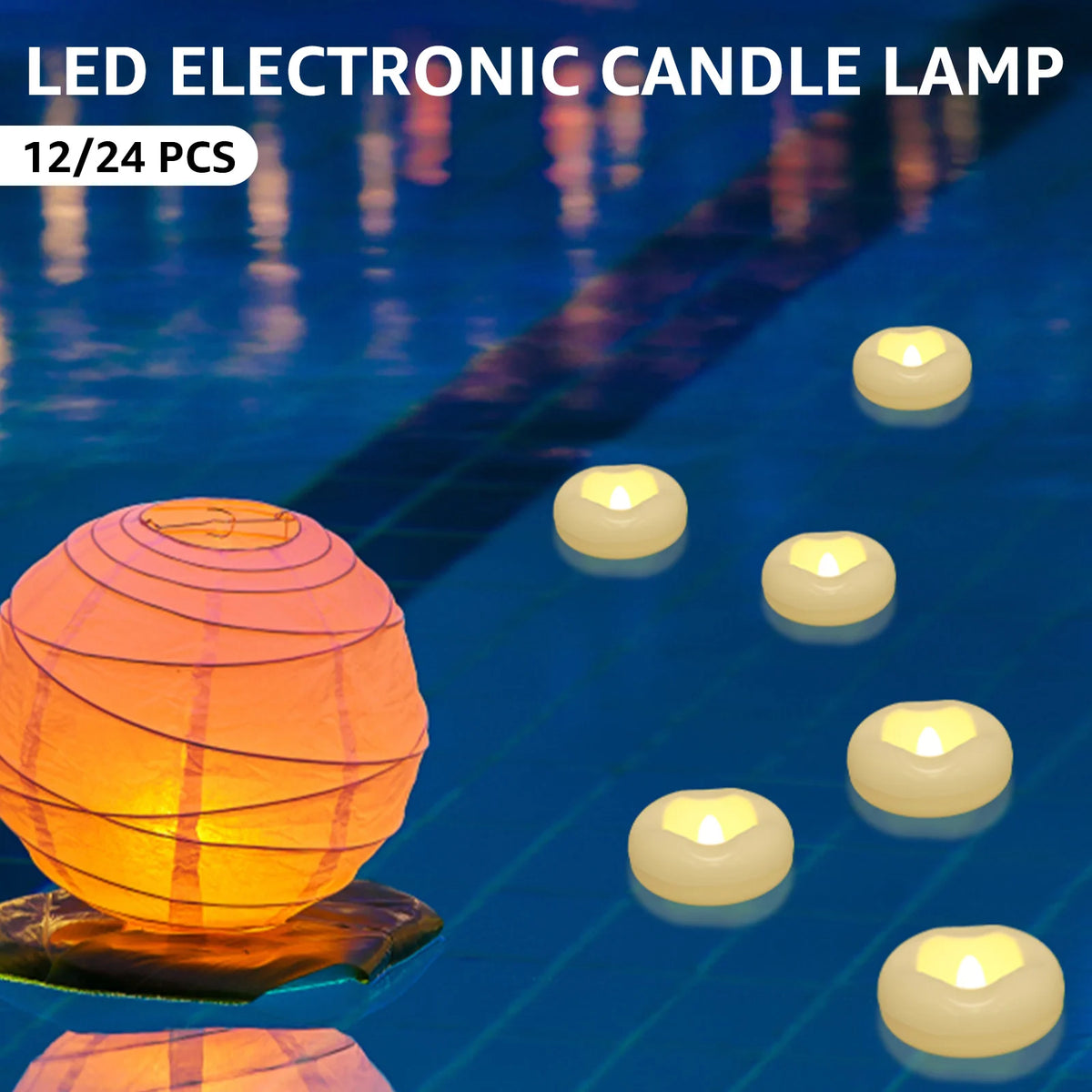 Waterproof Flameless Floating LED Tealight Candles 12/24 Pack