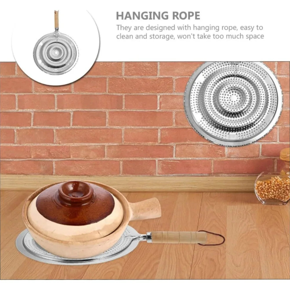Stainless Steel Heat Insulating Pot Pads with Wooden Handles
