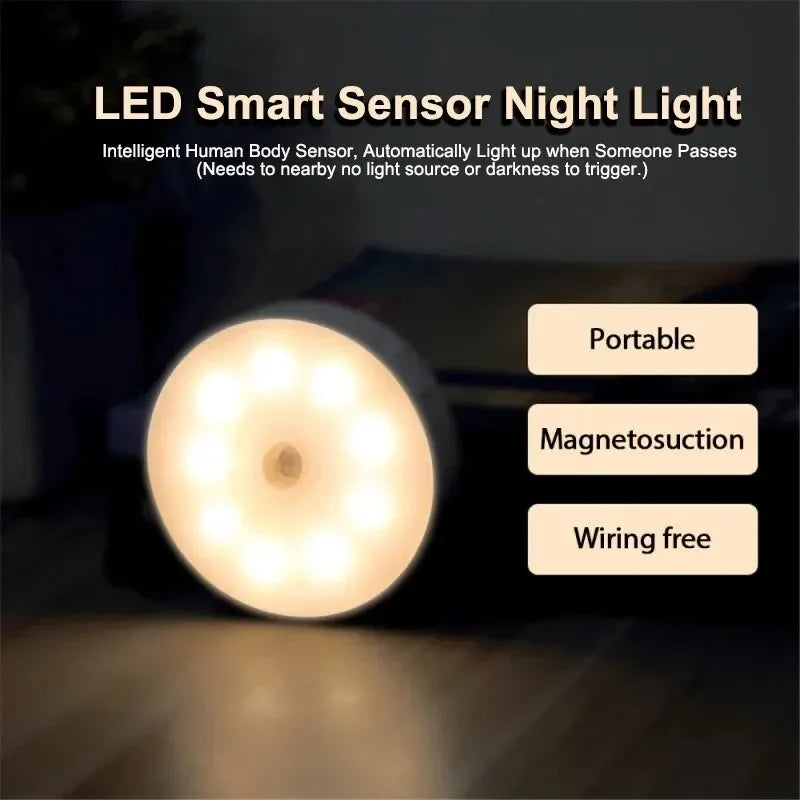 LED Motion Sensor Night Light – Rechargeable Wireless Lamp