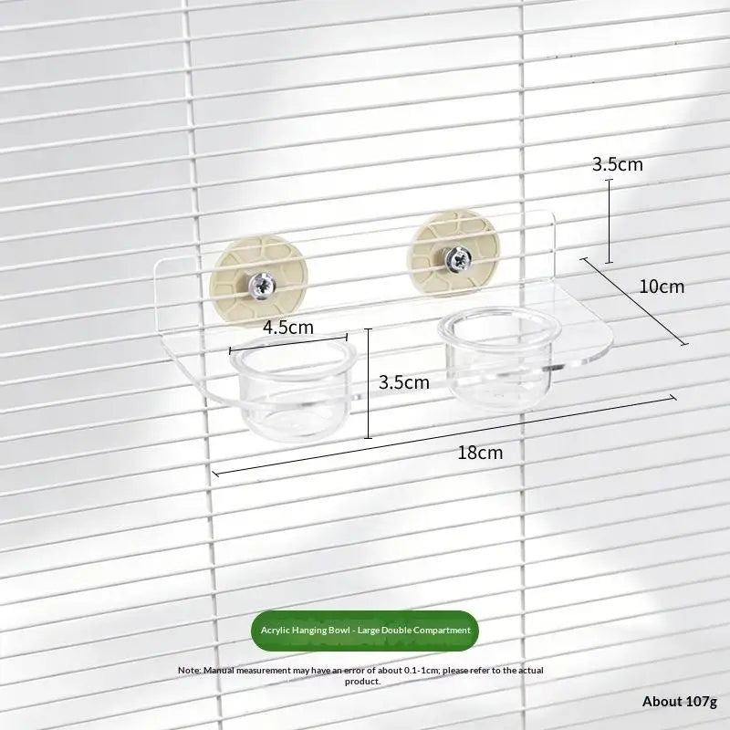 Clear Acrylic Dual Pet Feeder Bowl – Cage Clip Small Animals Pet Feeder Bowl Nixie A4