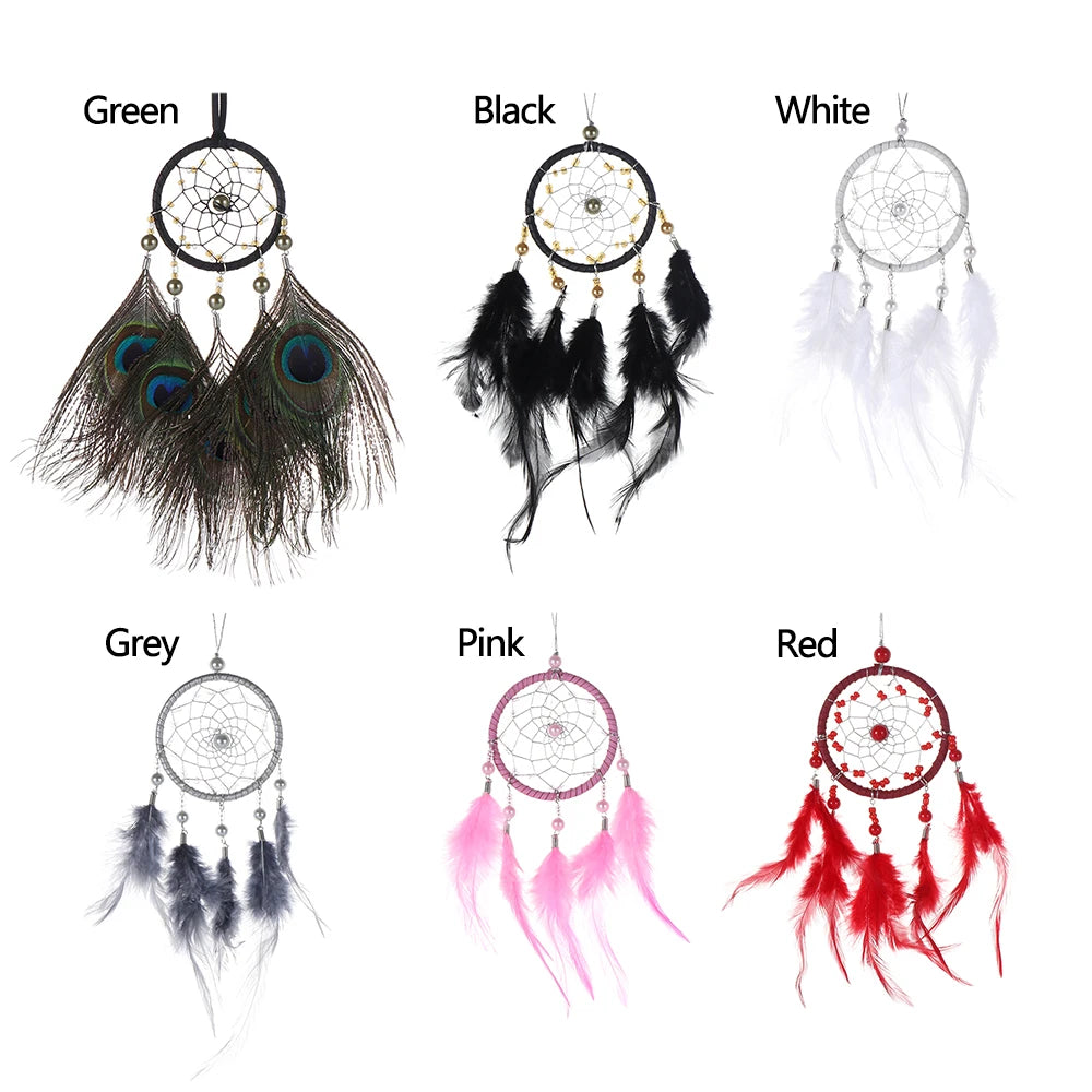 Handmade Dream Catcher Wall Hanging & Car Pendant w/ Feathers Dream Catcher Pendant Nixie