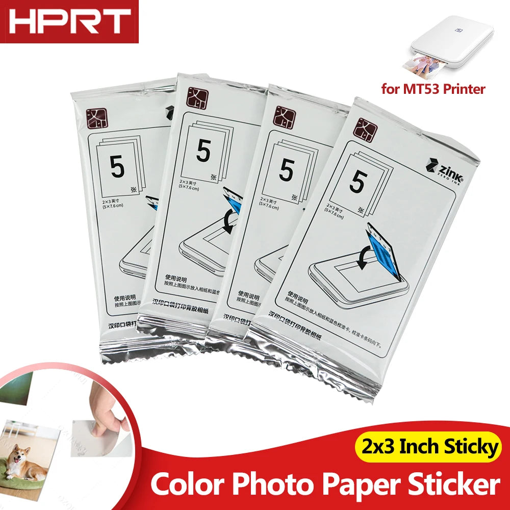 HPRT MT53 Zink Sticky Photo Paper 2x3 Inch | Ink-Free Prints Zink Photo Paper Nixie