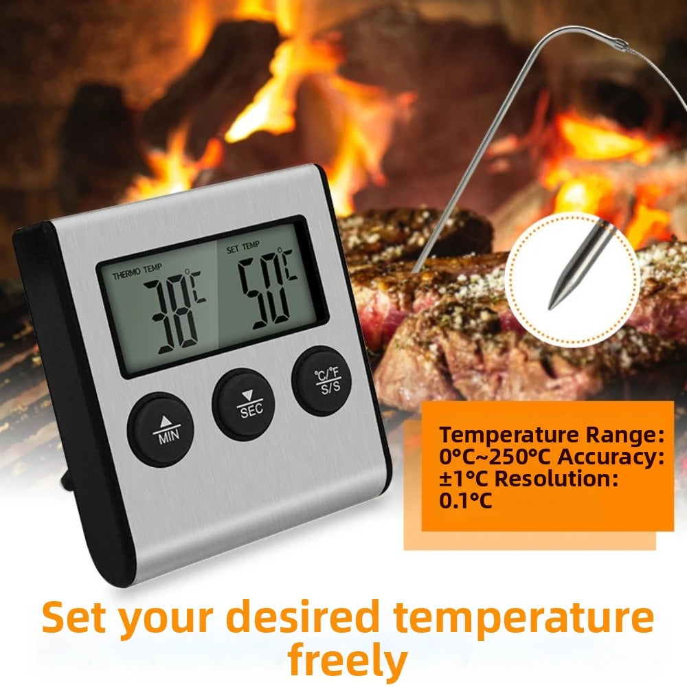 Wireless Probe Meat Thermometer with Timer & LCD Display