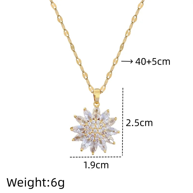 Sunflower Pendant Choker Necklace – Gold Stainless Steel Pendant Necklace Nixie XL2606-714