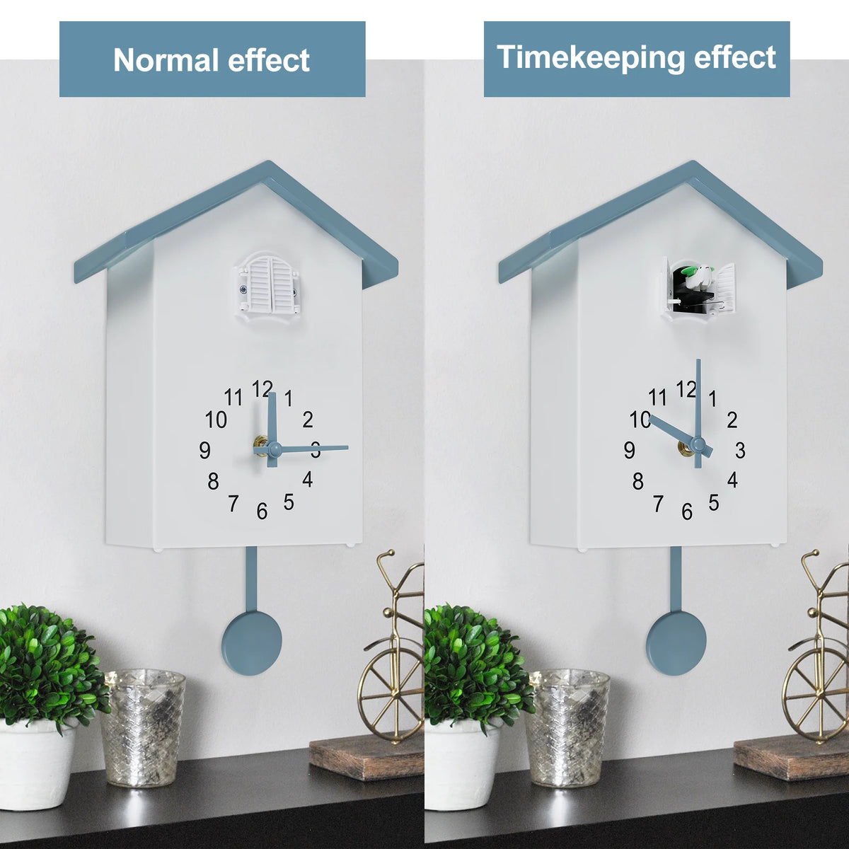 Cuckoo Wall Clock Battery Powered | Bird Chime Home Decor