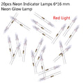 20pcs 220V Neon Indicator Lamps with Resistor 6x16mm Glow Neon Indicator Lamp Nixie Default Title