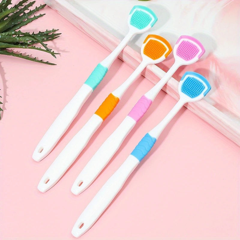 Dual-Sided Silicone Tongue Cleaner – Portable, Odor-Free Scraper Tongue Scraper Nixie 1piece random color