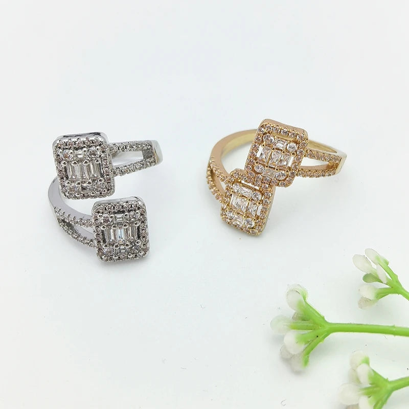 Full Diamond Geometric Open Ring | Unisex Zircon Fashion Ring Fashion Ring Nixie