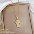 Cat Pendant Necklace Women – Gold Stainless Steel & Zircon Pendant Necklace Nixie XL2607-025