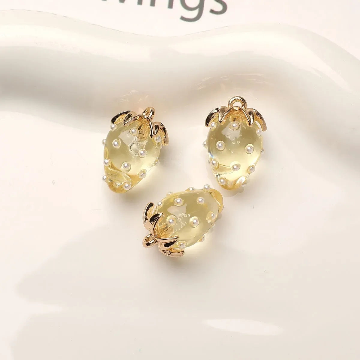 Resin Strawberry Pendant Charm for DIY Jewelry Making Jewelry Charm Pendant Nixie Yellow B 1PCS