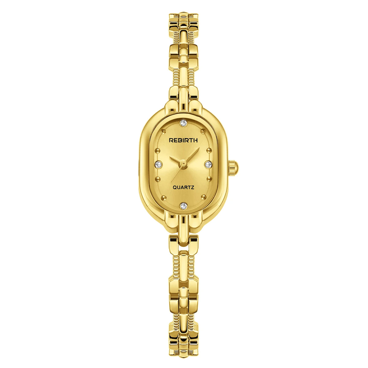 REBIRTH Ladies Elegant Luxury Quartz Bracelet Watch Ladies Bracelet Watch Nixie Gold
