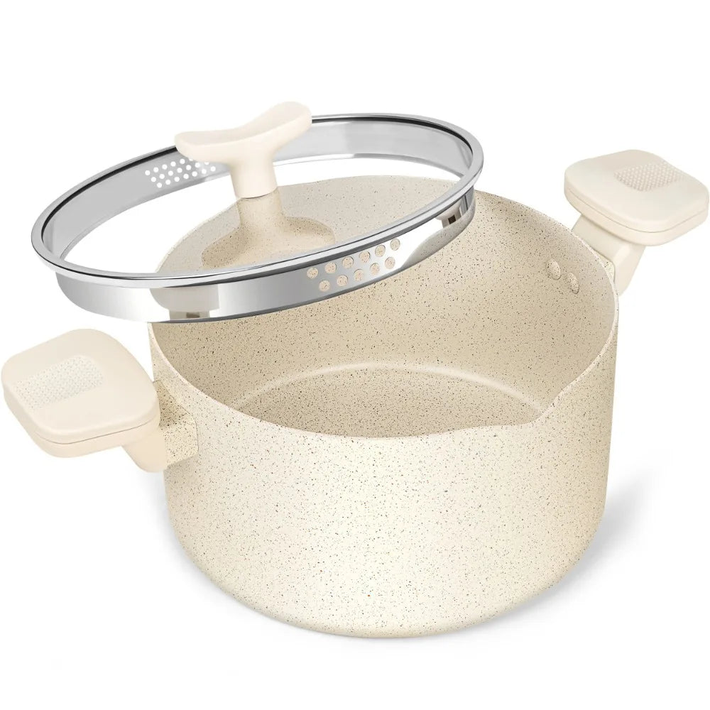 MICHELANGELO 6QT Granite Nonstick Stock Pot with Lid & Handles Nonstick Stock Pot Nixie