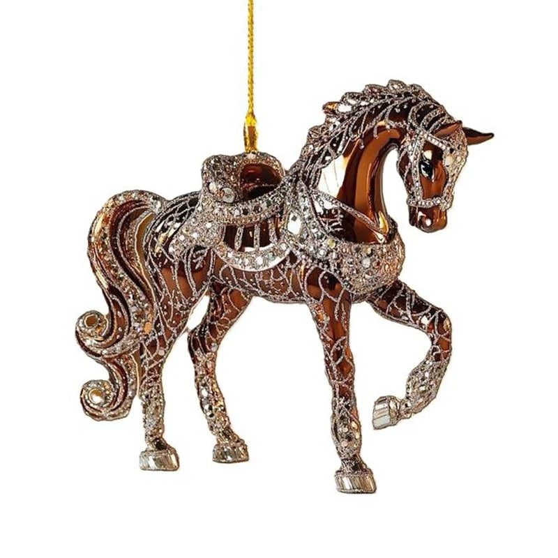 2D Acrylic Horse Charm – Car Mirror & Christmas Tree Ornament Holiday Ornament Charm Nixie