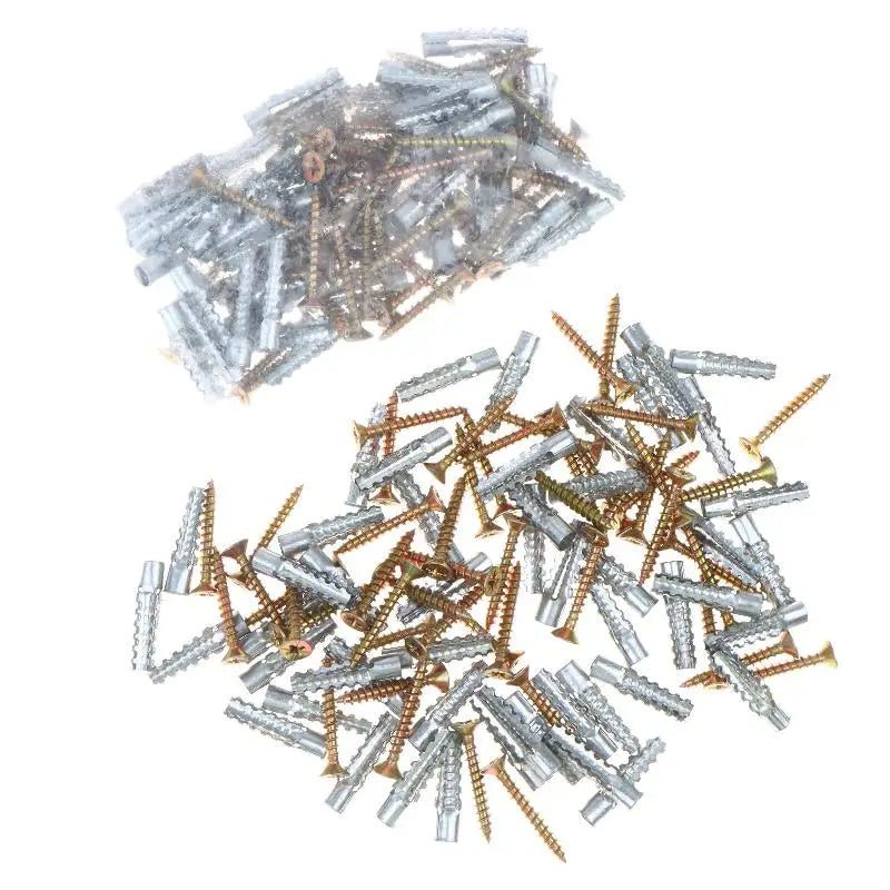 100-Set 6/8mm Wall Anchors & Screws Kit – Concrete & Drywall Wall Anchor Kit Nixie