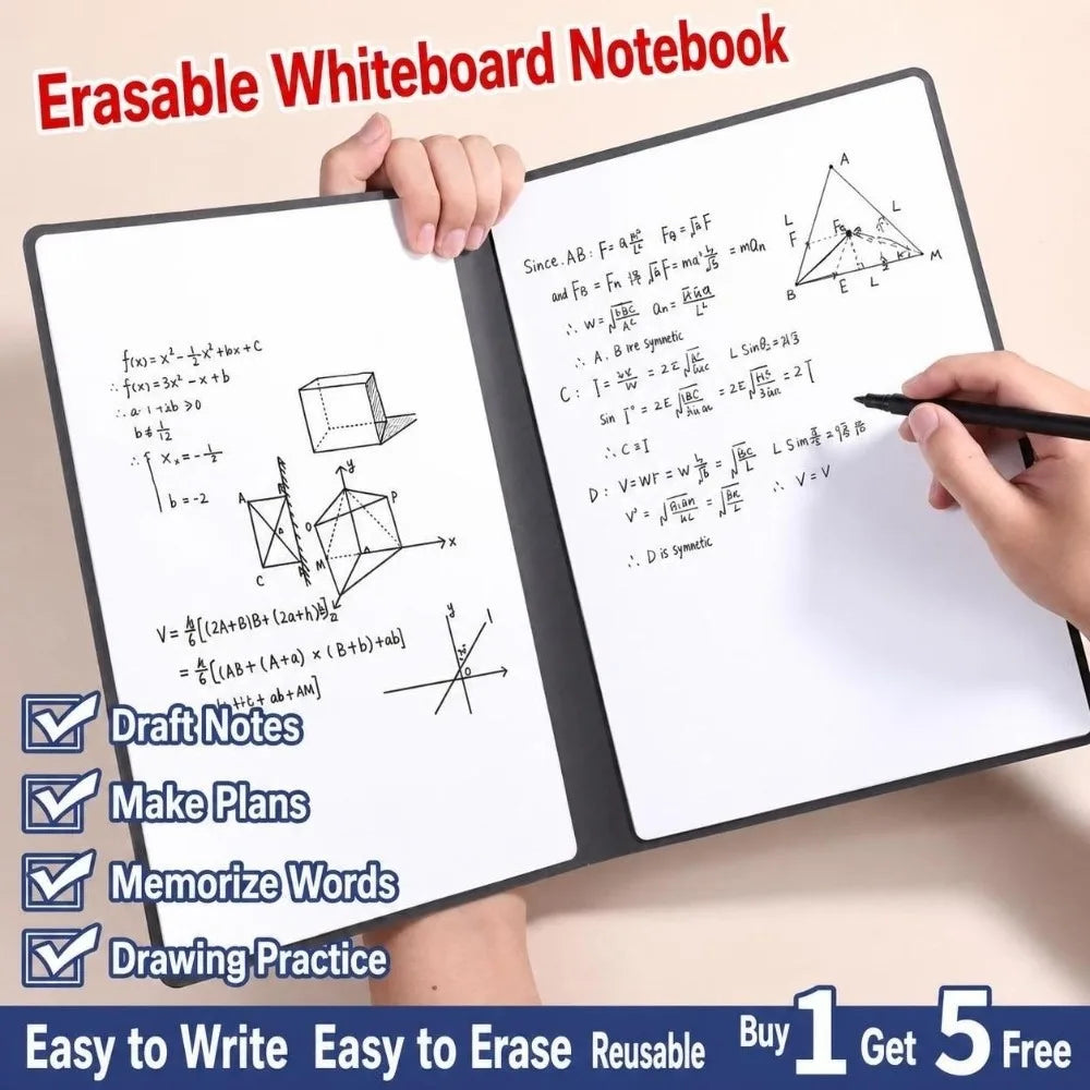 A5 Foldable Dry Erase Whiteboard Notebook – Reusable Writing Pad