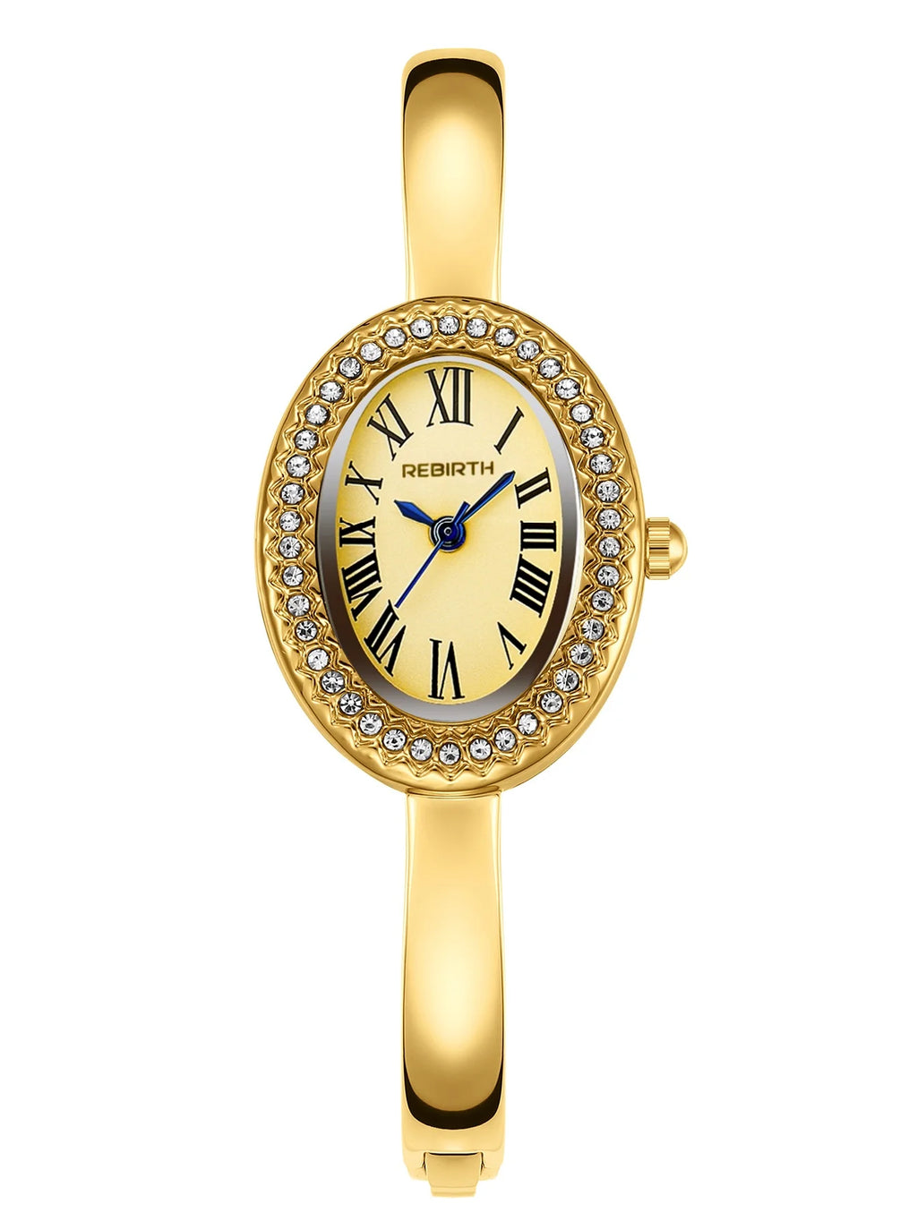REBIRTH Retro Oval Quartz Watch – Casual Alloy Fashion Watch Quartz Fashion Watch Nixie Gold