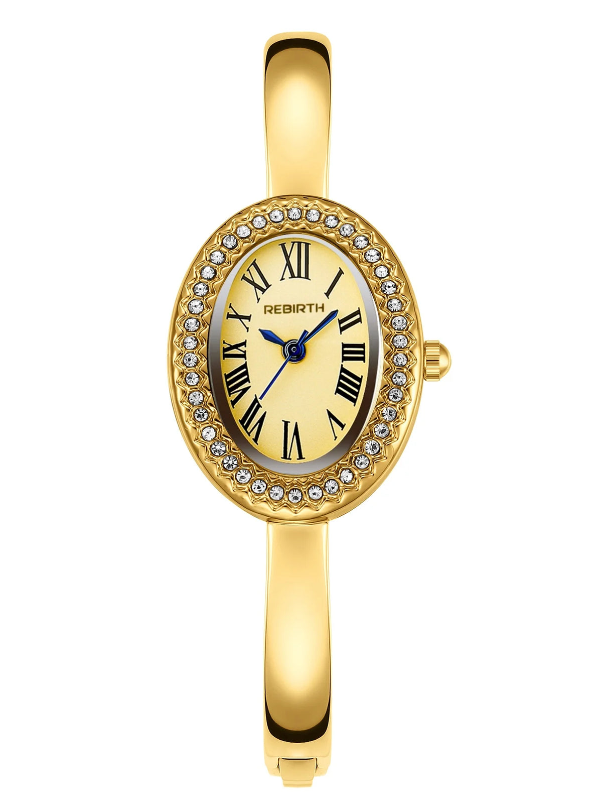 REBIRTH Retro Oval Quartz Watch – Casual Alloy Fashion Watch Quartz Fashion Watch Nixie Gold
