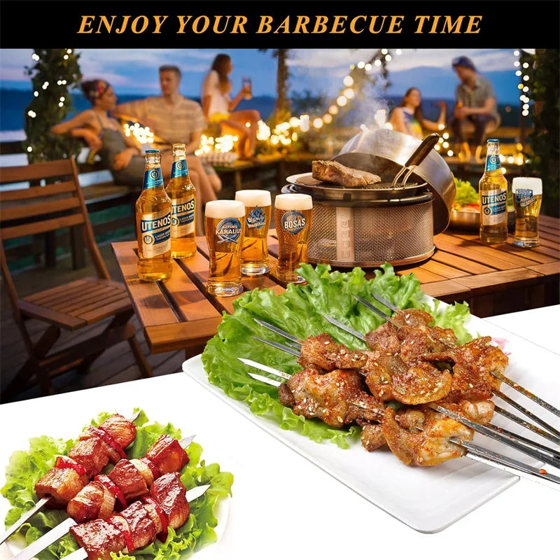 Reusable Stainless Steel BBQ Skewers – 10 or 30 Pack BBQ Skewers Nixie