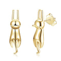 Cute Cat Hollow Stud Earrings – Silver & Gold | 1 or 5 Pairs Stud Earrings Nixie Silver Plated