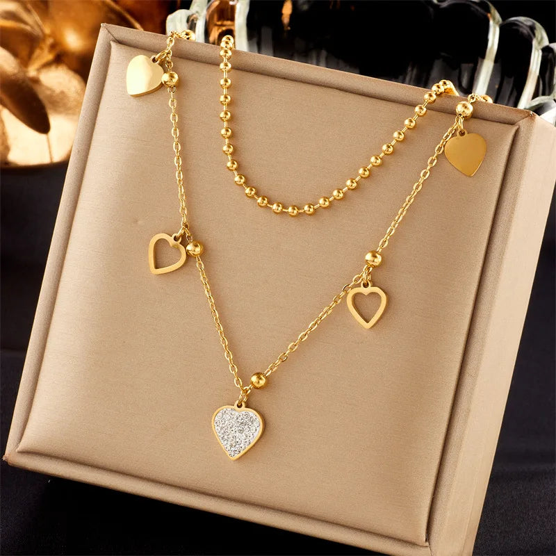 Multi-Layer Stainless Steel Tassel Pendant Necklace for Women