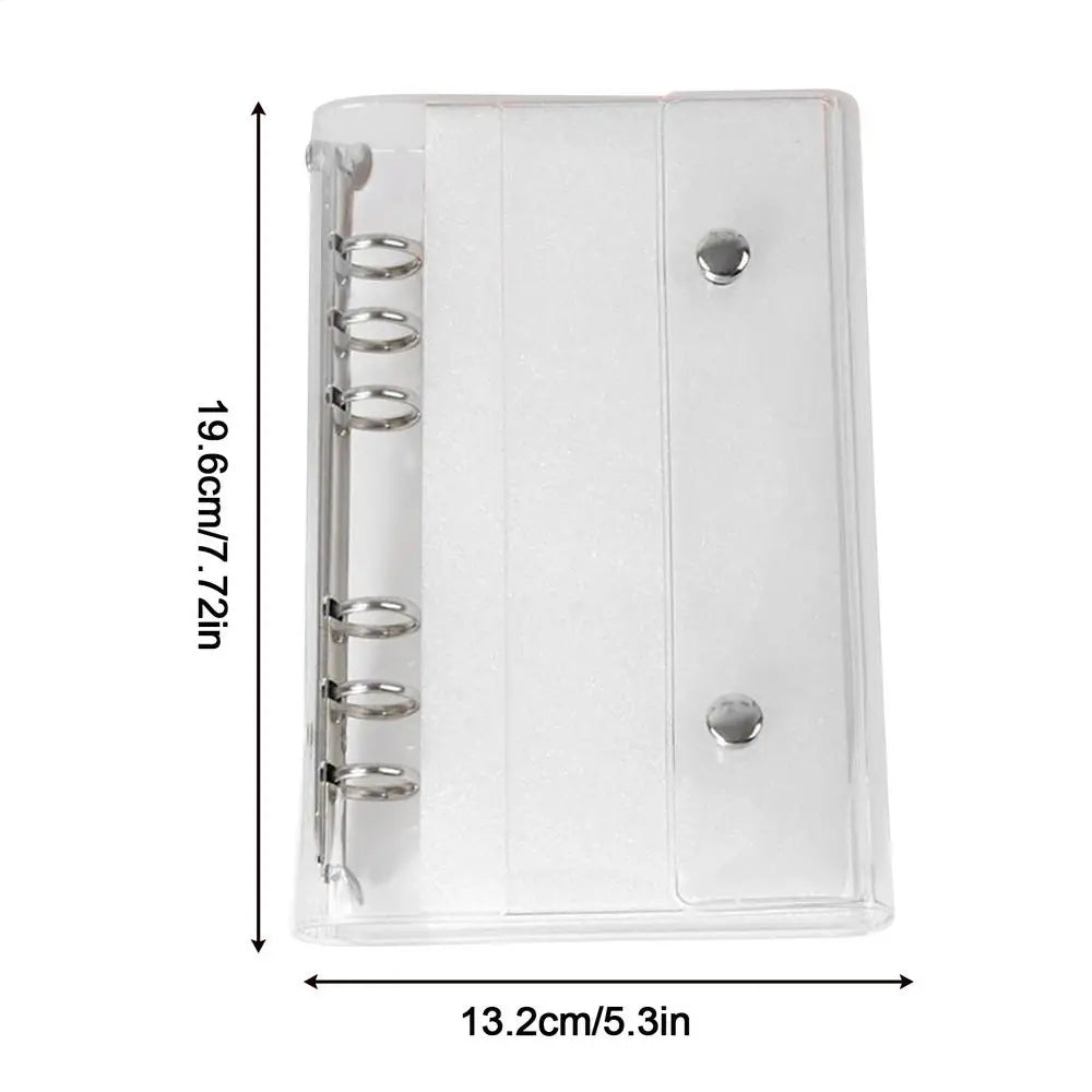 6-Ring Clear PVC Binder Cover A6/A7 Loose Leaf Notebook Organizer
