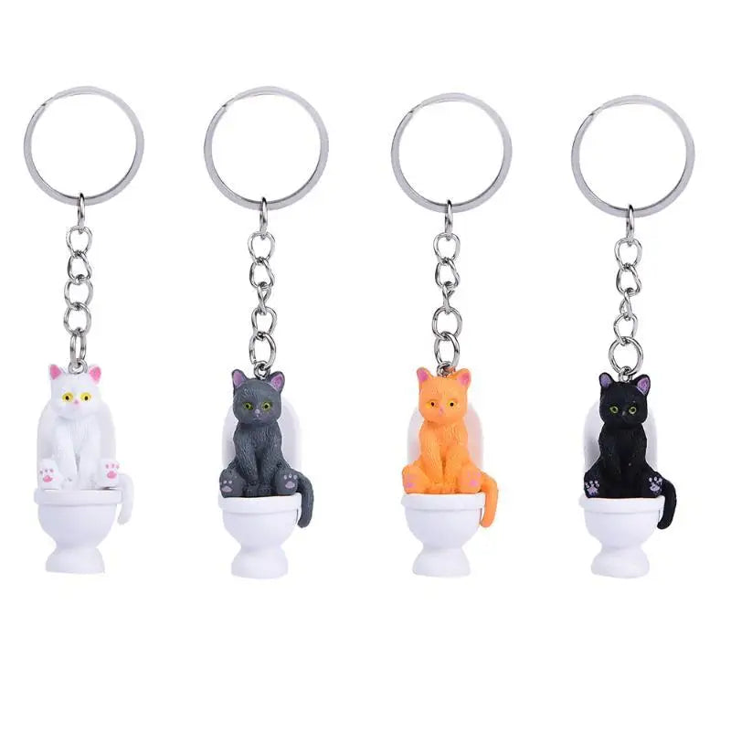 Funny Toilet Cat PVC Keychain – Novelty Gift for Cat Lovers Novelty Keychain Nixie