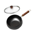 9.5" Carbon Steel Nonstick Wok Pan – Gas & Induction Carbon Steel Wok Nixie 24cm glass lid 24cm