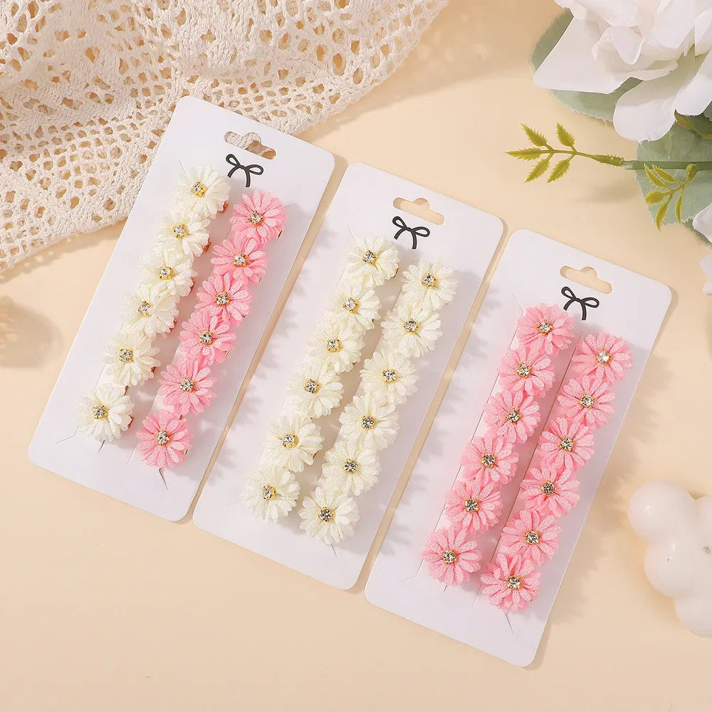 12-Piece Girls Flower Hair Clips – Chrysanthemum & Rhinestones Flower Hair Clips Nixie