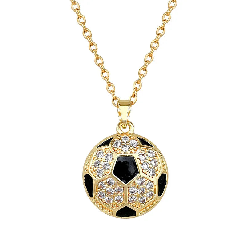 Football Pendant Necklace | Gold Stainless Steel Collarbone Chain Pendant Necklace Nixie