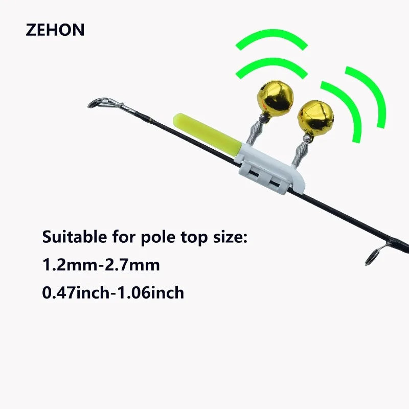 5Pcs LED Fishing Rod Tip Lights with Bells & CR425 Battery Fishing Rod Tip Light Nixie