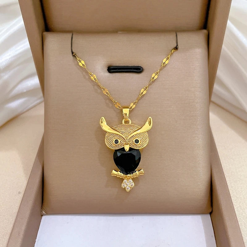Owl Copper Pendant Necklace – Gold Plated Clavicle Chain Pendant Necklace Nixie
